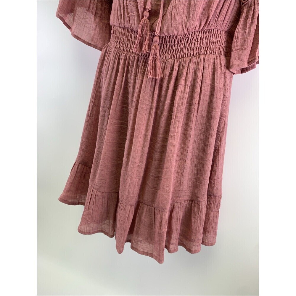 Baltic Born Magnolia Off Shoulder Mini Dress Rose Pink Short Ruffle Women Medium - Picture 5 of 11